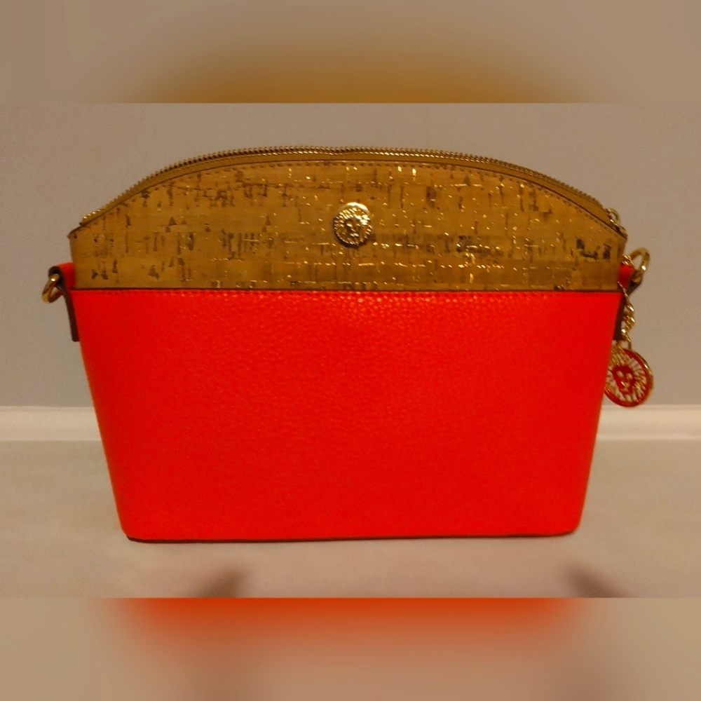 Anne Klein Curved Top Zip Crossbody Pink (Coral) One Size